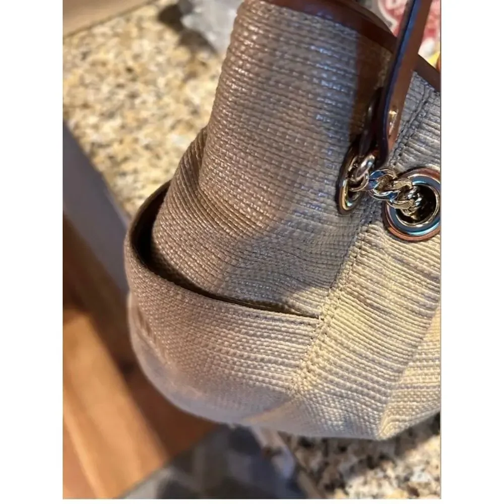 EUC- Michael KORS Tan Brown Large Woven Straw Bag
